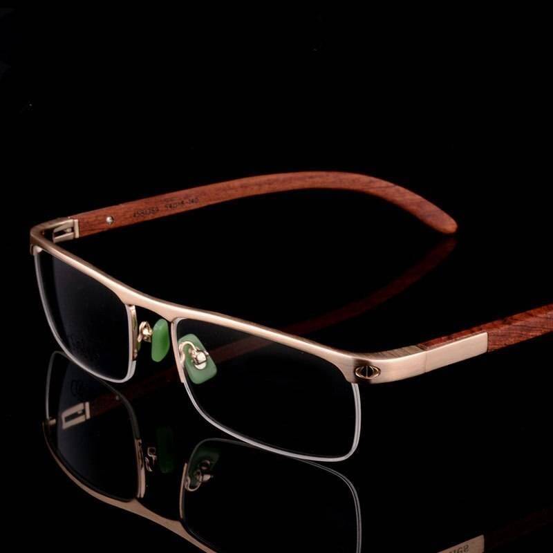 Luxury Wood Half Rimless Glasses