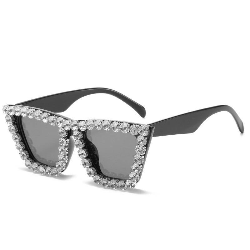 Big Frame Rhinestone Cat Eye Sunglasses