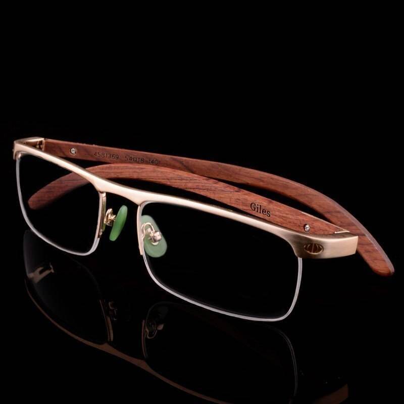 Luxury Wood Half Rimless Glasses