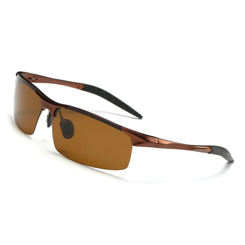 Polarized Sports Semi Rimless Aluminum Frame Sunglasses