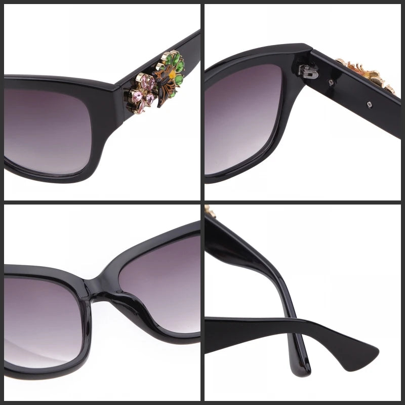 Women’s Rhinestones Flowers Cat Eye Sunglasses