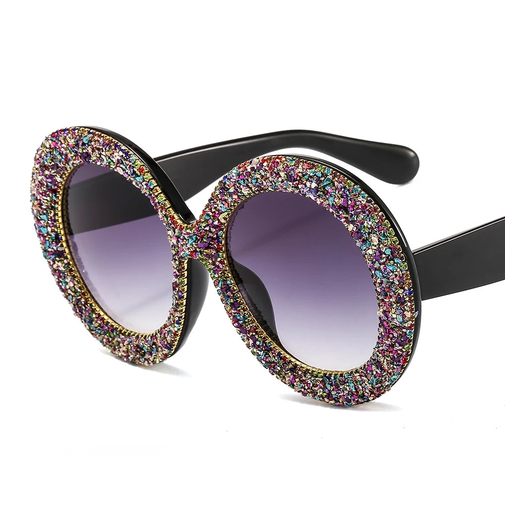 Round Glitter women Sunglasses