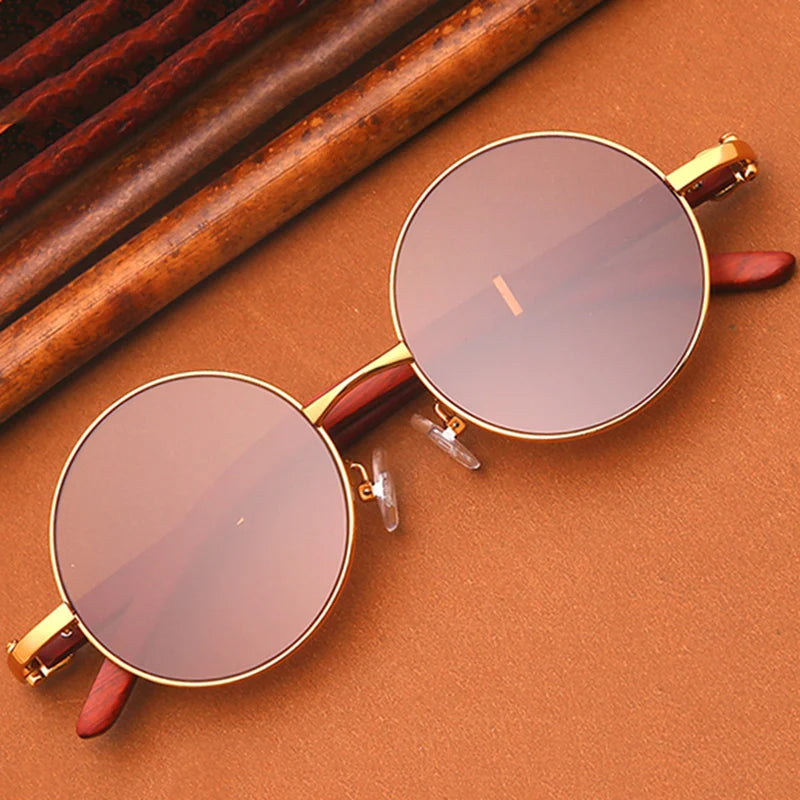 Vintage Round Wood SunGlasses