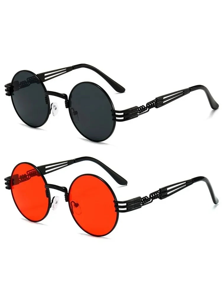 Unisex Metal Round Steampunk Sunglasses