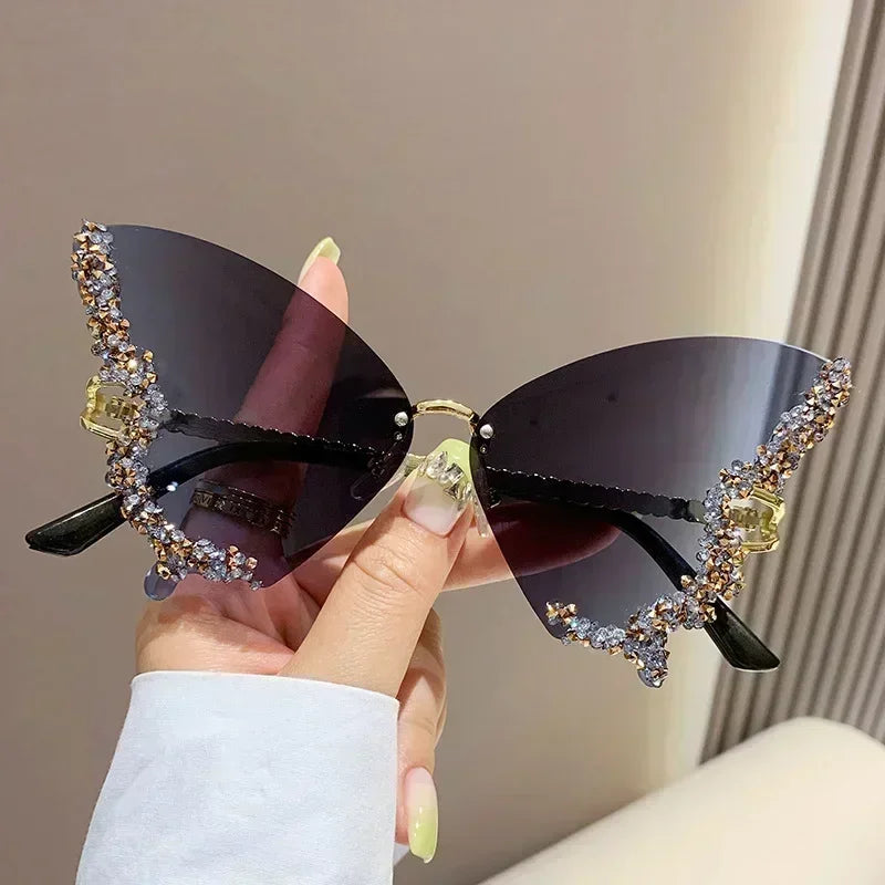Butterfly Women Rimless Sunglasses