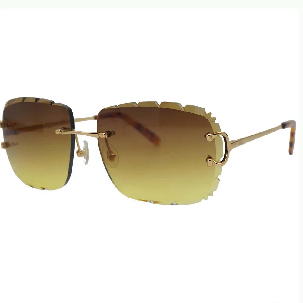 Luxurious metal frame rimless sunglasses