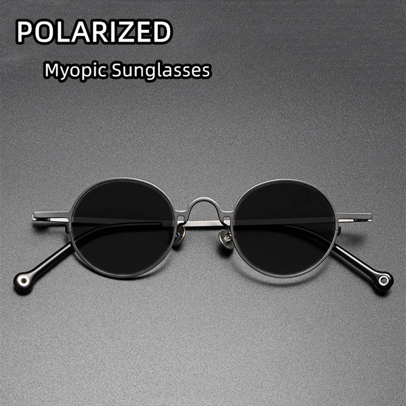 Ultralight Pure Titanium Round Retro Sunglasses