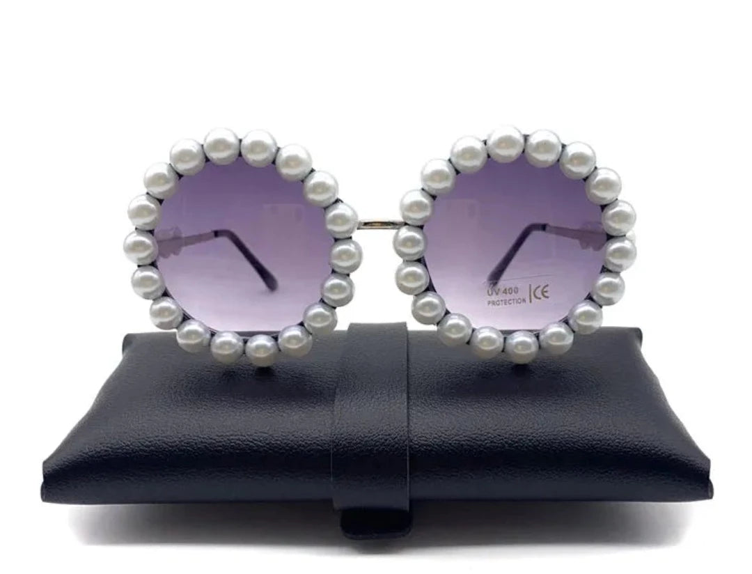 Luxury Pearl Round Sunglasses for Women
