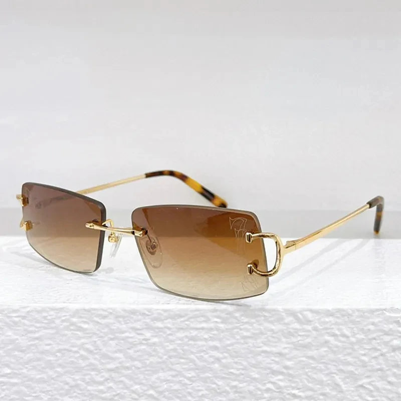 Vintage Big C Rimless Square Sunglasses