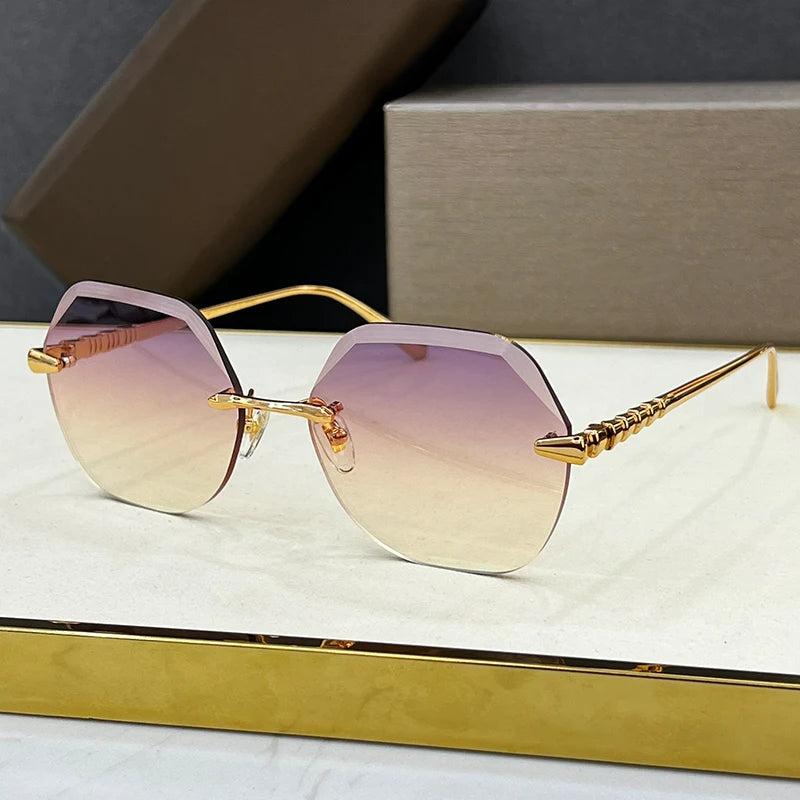 Gradient Polygon Rimless Sunglasses