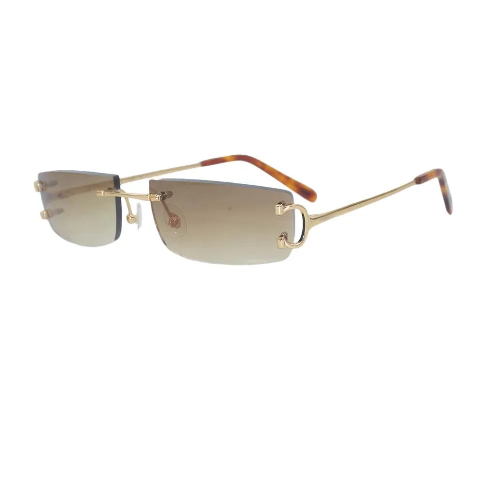 Luxury Rimless Metal Frame Sunglasses