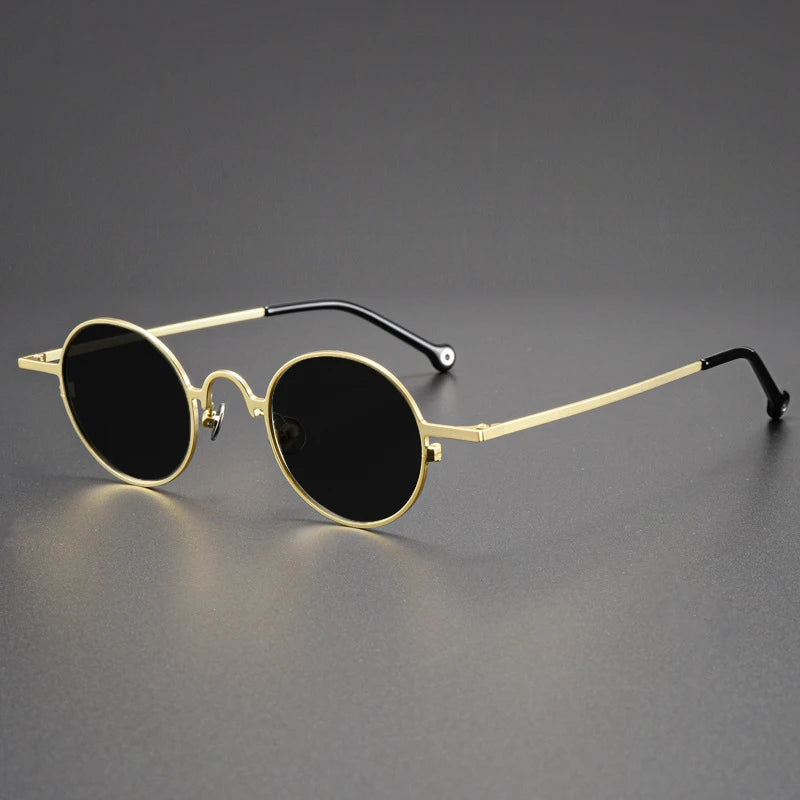 Ultralight Pure Titanium Round Retro Sunglasses