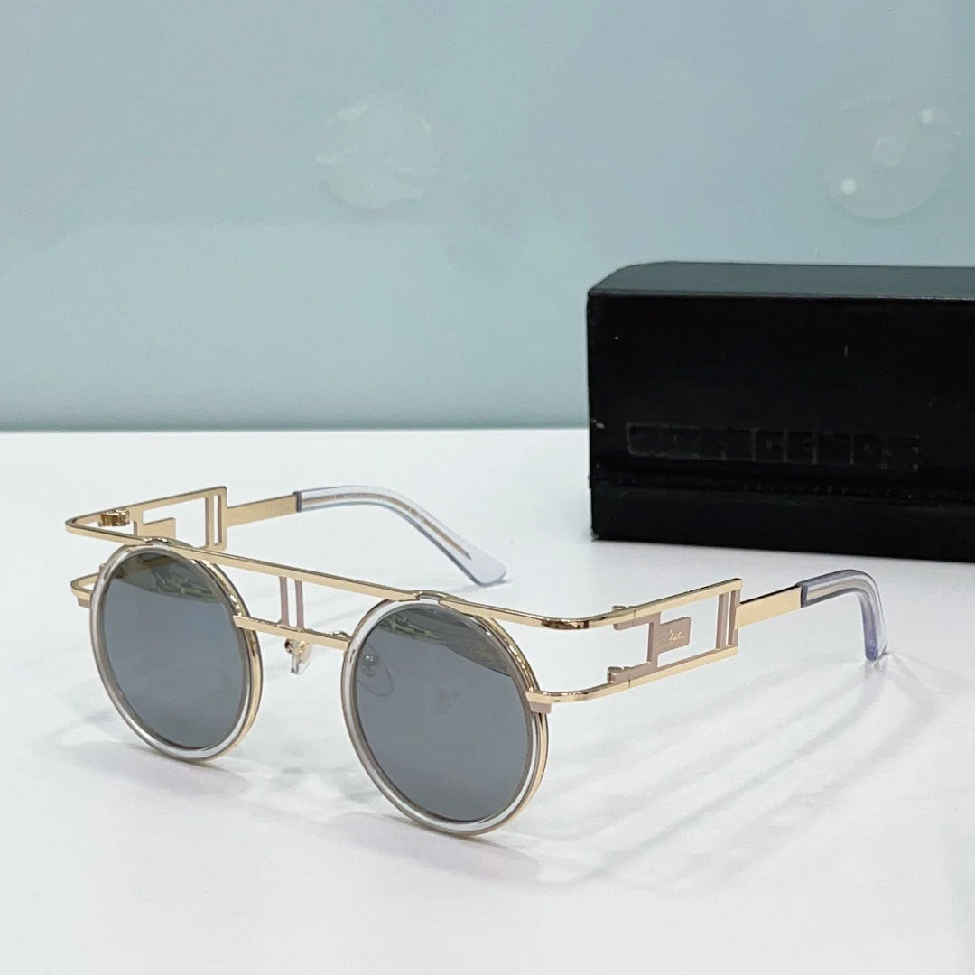 Round Metal Framed Steampunk Sunglasses