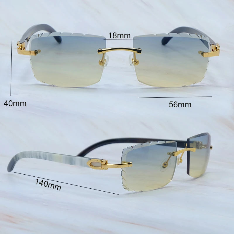 Rimless Diamond Cut Marble Buffs Vintage SunGlasses