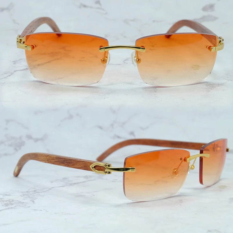 Vintage Oversized Buffs / Woods Rimless sunglasses