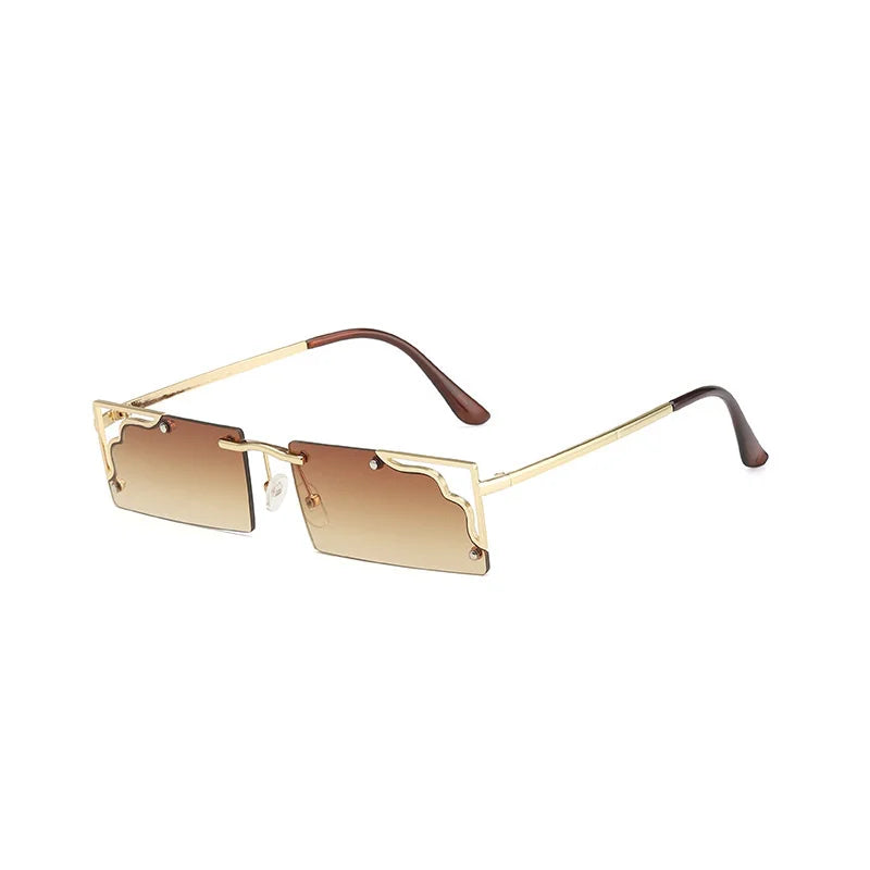 Rectangle Sunglasses Metal Half-Rim Retro SunGlasses