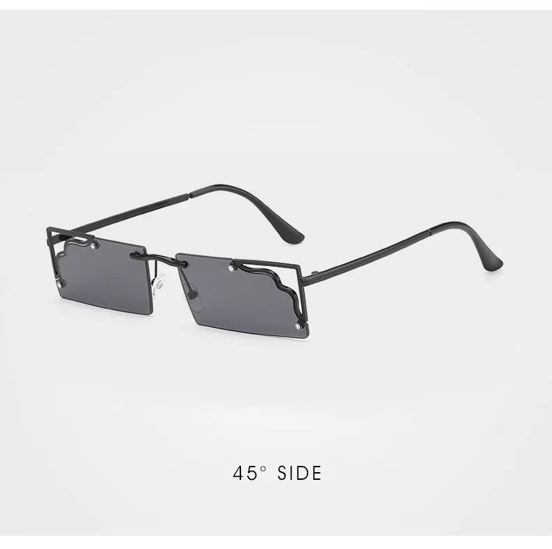 Rectangle Sunglasses Metal Half-Rim Retro SunGlasses