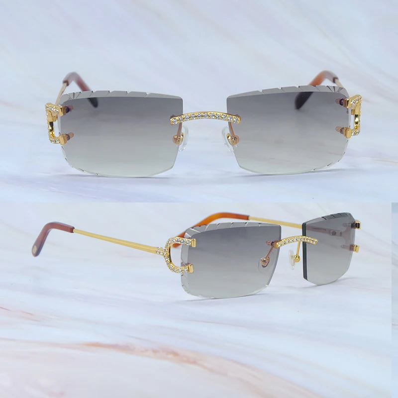 Iced Out Rimless Vintage Shades Eyewear