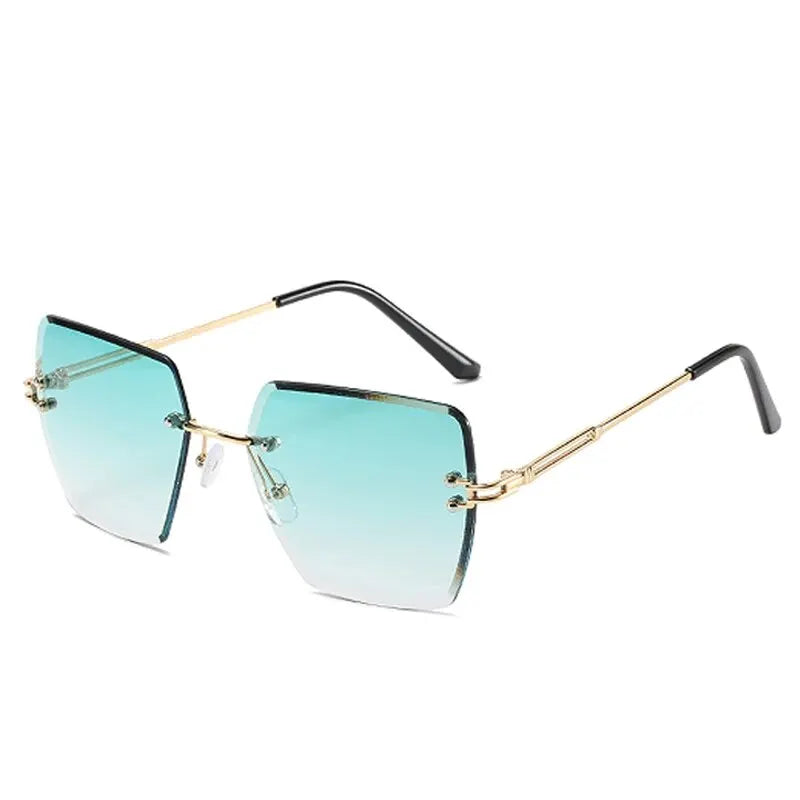 Oversized Rimless Cut Lense Sunglasses
